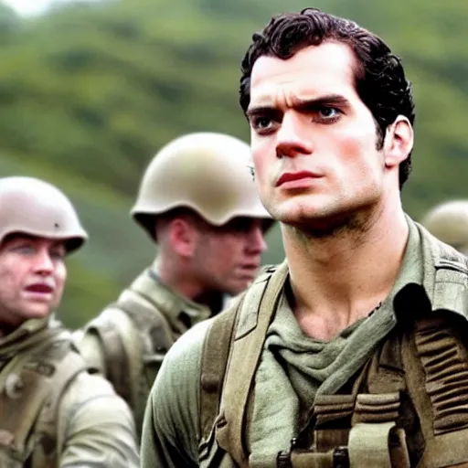 Prompt: Henry Cavill starring in saving private Ryan