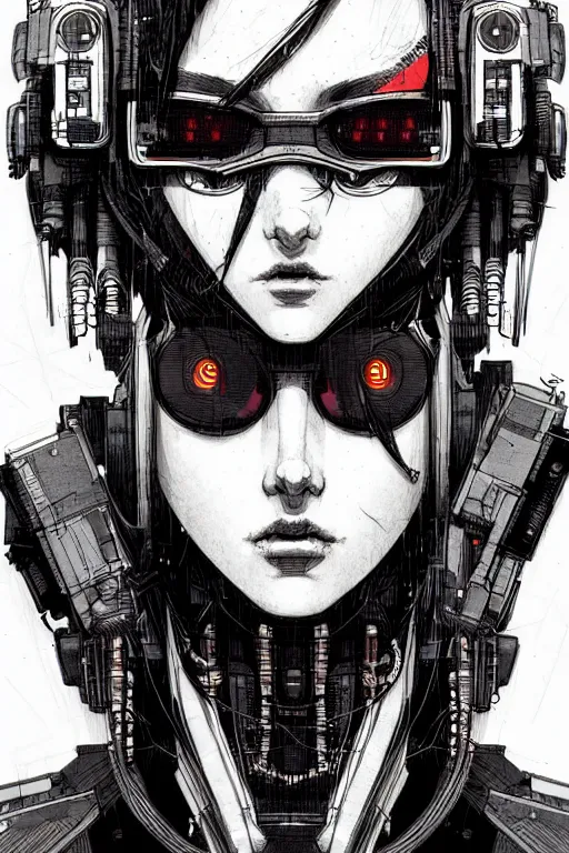 Image similar to a close - up portrait of a cyberpunk cyborg girl, by kim jung gi, rule of thirds