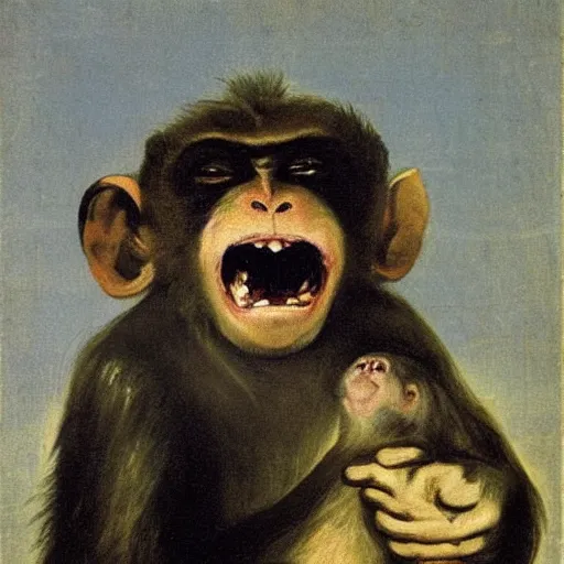 Prompt: monkey by francisco goya