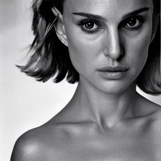 Image similar to Natalie Portman, art photography by Helmut Newton