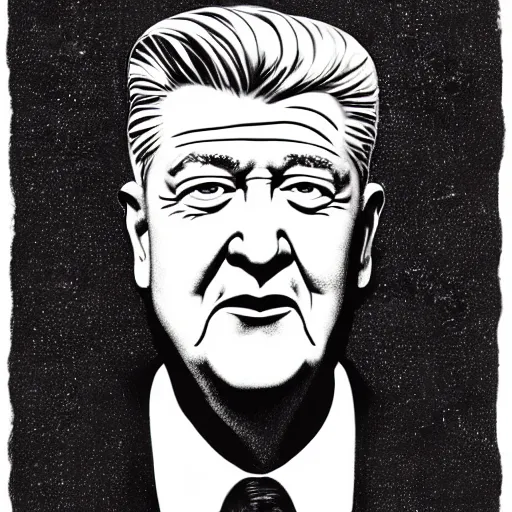 Prompt: David Lynch portrait illustration by Robert Crumb