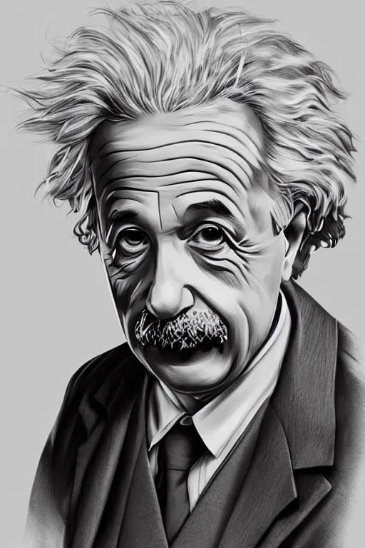 Prompt: portrait of Albert Einstein in the style of Artgerm