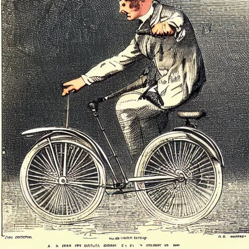 Image similar to a man riding a cycle plane illustration victorian