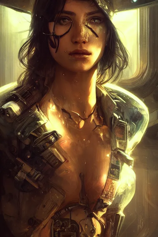 Prompt: ultra realistic illustration, dappled lighting, closeup portrait shot, perfect lighting, hacknaut cyberpunk, sci - fi, fantasy, intricate, elegant, deviantart, highly detailed, digital painting, artstation, concept art, smooth, sharp focus, illustration, art by artgerm and greg rutkowski and alphonse mucha