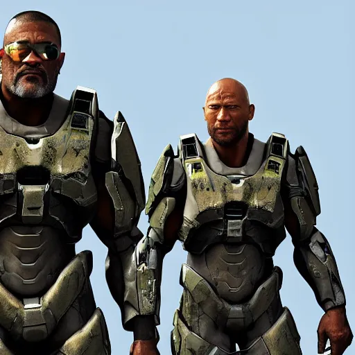 Image similar to Laurence Fishburne and Dwayne Johnson in Halo