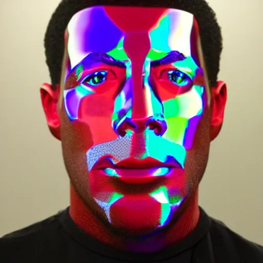 Image similar to a 3d human head made up of shiny holograms