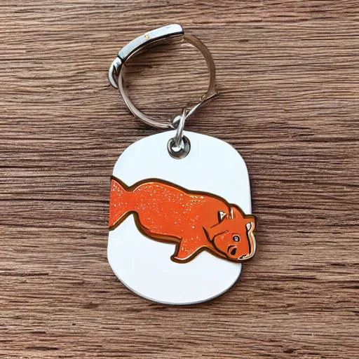 Image similar to keychain of a bear and a salmon