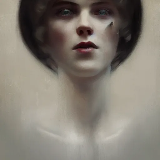 Image similar to beautiful young woman, 1 9 2 0 s, high detail, dramatic light, digital art, dark, painted by seb mckinnon and greg rutkowski, trending on artstation