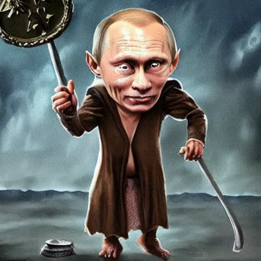 Image similar to putin as a gollum ftom lord of the rings