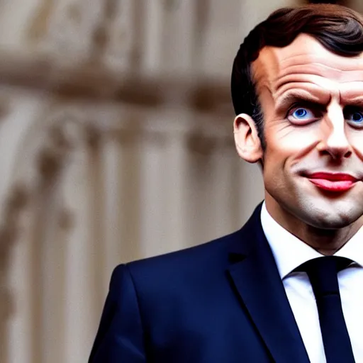 Prompt: Emmanuel Macron clown makeup