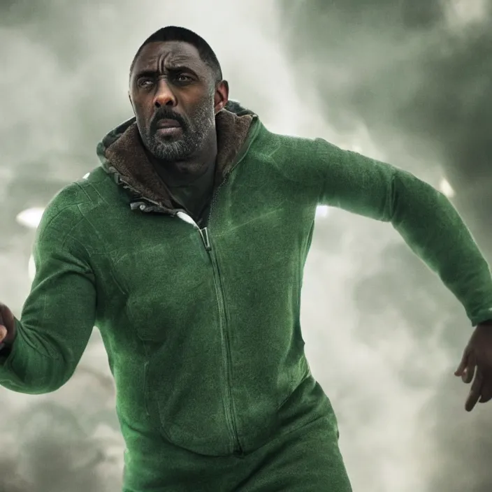 Prompt: film still of Idris Elba as Green Lanturn in new DC film, photorealistic 4k