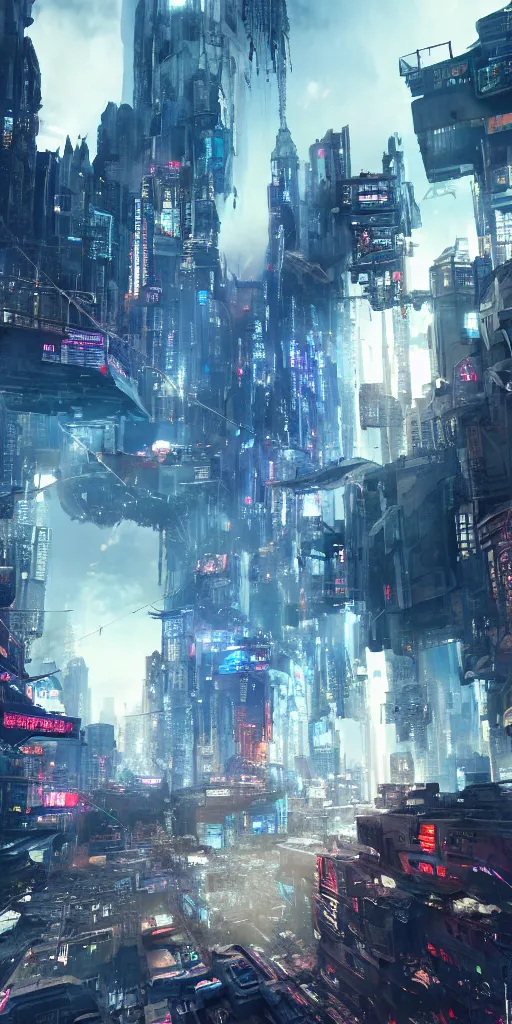 Prompt: a giant portal destroying a dystopian city, cyberpunk, sharp focus, dynamic lights, still, photograph, hyper realistic, masterpiece, octane render, rendered, 3 d, cinematic, cinematic lighting, dramatic lighting, highly detailed, intricate details, texture, cinematic composition, wide shot, by donglu yu and kevin jick and eddie del rio