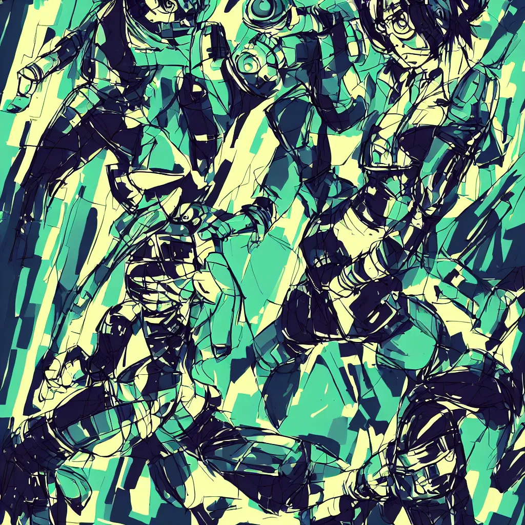 Image similar to human figures, ryuta ueda artwork, jet set radio artwork, stripes, gloom, space, cel - shaded art style, broken rainbow, ominous, minimal, cybernetic, dark, eerie, cyber