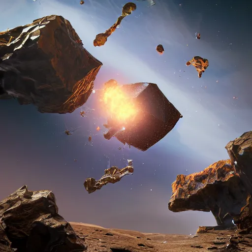 Image similar to multiple meteorites falling infinitely through portals, artstation fantasy, portal 2, hd render, high detail