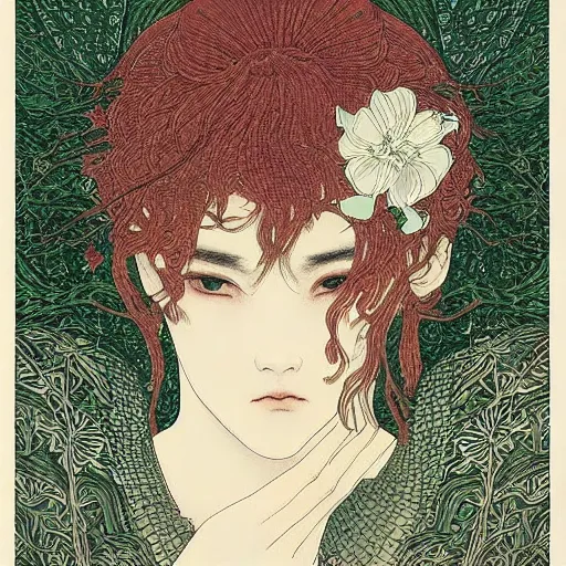 Image similar to virgo horoscope sign intricate complexity, by takato yamamoto, wlop, krenz cushart. cinematic dramatic atmosphere, sharp focus