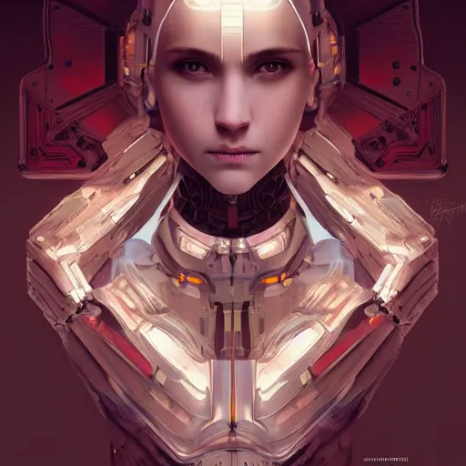 Image similar to headshot of humanoid robot from ex machina, intricate, highly detailed, digital painting, artstation, concept art, sharp focus, cinematic lighting, illustration, art by artgerm and greg rutkowski, alphonse mucha, cgsociety