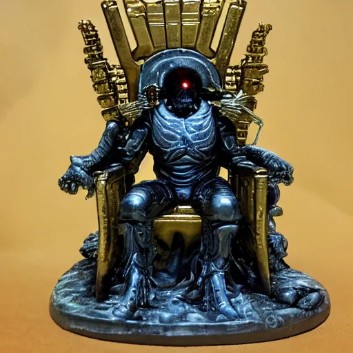 Image similar to the emperor on his golden throne. 4 0 k. body horror.