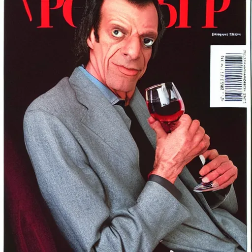 Image similar to dukat drinking wine on the cover of people magazine, annie leibovitz,