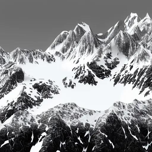 Prompt: snowy mountain range, ansel adams, hyper detailed, photorealistic - w 2 0 4 8