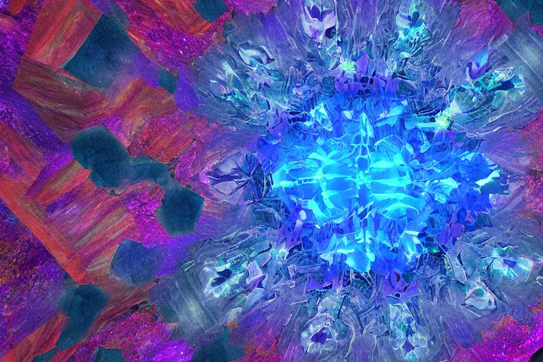 Image similar to landscape kaleidoscope textural dream journey space simulation biological quantum crystalline micrograph, unreal engine, octane render, 4 k