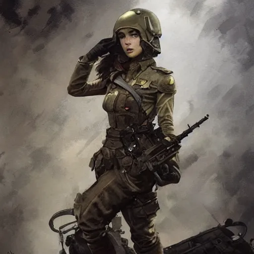 Image similar to portrait of a communist greta, epic, tragic, military art, fantasy, dieselpunk, hd shot, digital portrait, beautiful, artstation, comic style, by artgerm, guy denning, jakub rozalski, magali villeneuve and charlie bowater