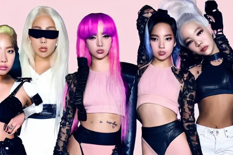 Image similar to music video screenshot of lady gaga with blackpink