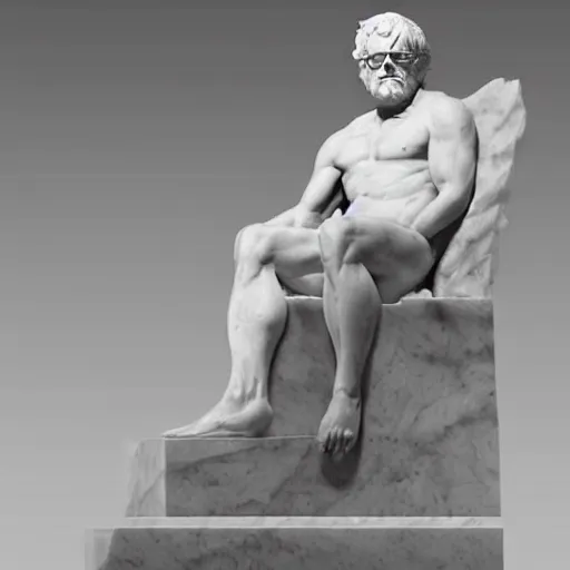 Prompt: The Hellenic marble sculpture of Bernie Sanders is a realistic representation of human anatomy, perfect anatomy, detailed sculpture, and has chiseled muscles that resemble God's.