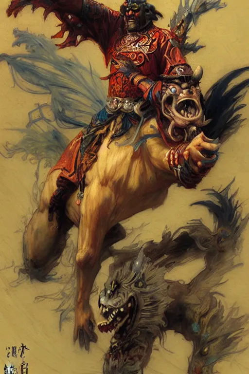 Image similar to monster, character design, tang dynasty, colorful, painting by gaston bussiere, craig mullins, j. c. leyendecker, tom of finland