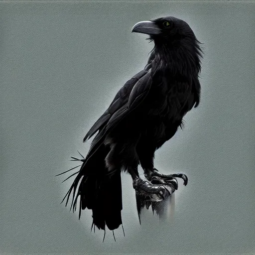 Prompt: three legged black raven, fractal image