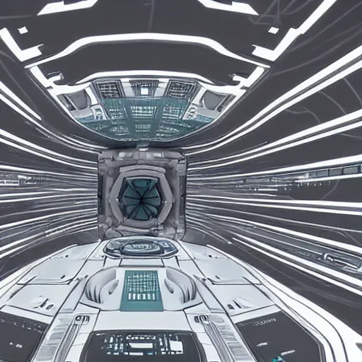 Image similar to the inner of a interstellar spaceship, realistic,