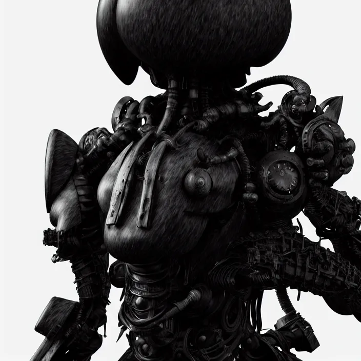 Image similar to a character in a planet by nihei tsutomu, dramatic black and white, steampunk obsidian dark black armor, highly detailed, 3 d render, vray, octane, realistic lighting