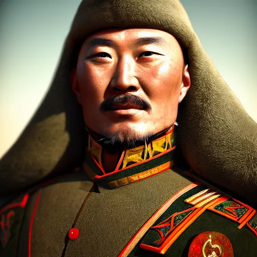 Image similar to Portrait of Genghis Khan as a soldier from Battlefield 2042, octane render, trending on ArtStation