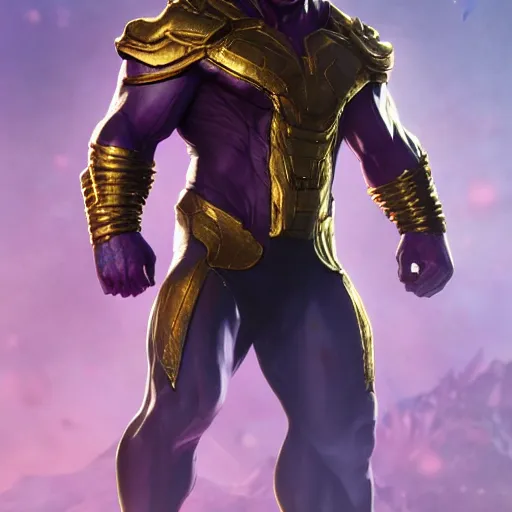 Image similar to thanos in mortal kombat, au naturel, hyper detailed, digital art, trending in artstation, cinematic lighting, studio quality, smooth render, unreal engine 5 rendered, octane rendered, art style by klimt and nixeu and ian sprigger and wlop and krenz cushart