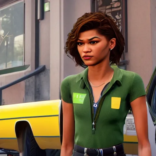 Image similar to zendaya as a gtav character