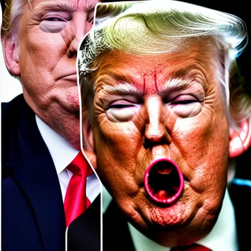 Image similar to donald trump eating a tortoise with the face of mitch mcconnell heironomous bosch