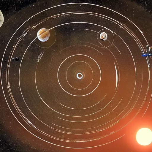 Prompt: sinister orrery of an evil solar system