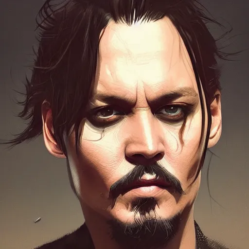 Image similar to “ portrait of johnny depp by greg rutkowski, young, attractive, highly detailed portrait, scifi, digital painting, artstation, concept art, smooth, sharp foccus ilustration, artstation hq ”