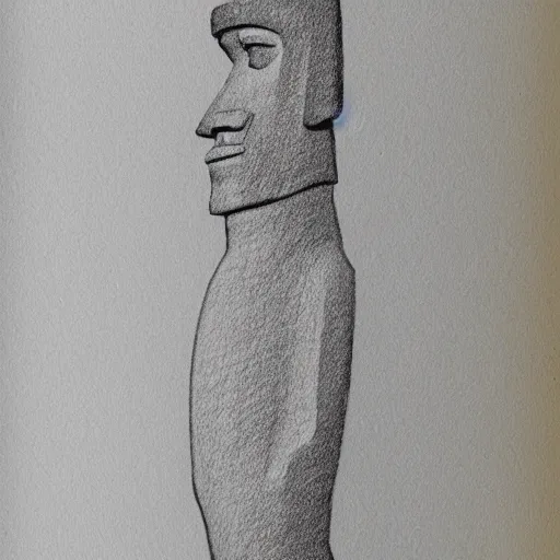 Prompt: easter island minimalistic pencil sketch