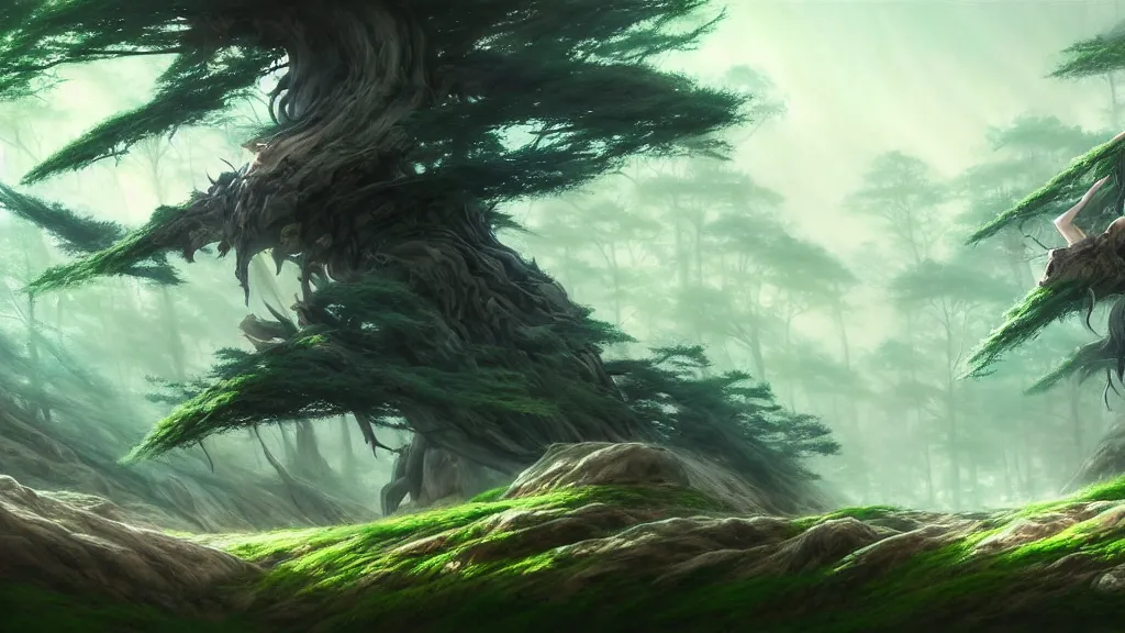 Image similar to forest clearing landscape, pastel color tones, fantasy, elegant, highly detailed, digital painting, artstation, concept art, smooth, sharp focus, illustration, wide angle, artbook, wallpaper, splash art, promo art, soul calibur, league of legends, art by artgerm and greg rutkowski and bo chen and jin xiaodi