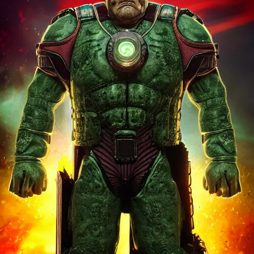 Image similar to pickle rick as superman! in gears of war, splash art, movie still, detailed face, photorealistic facial features, cinematic lighting, dramatic, octane render, long lens, shallow depth of field, bokeh, anamorphic lens flare, 8 k, hyper detailed, 3 5 mm film grain