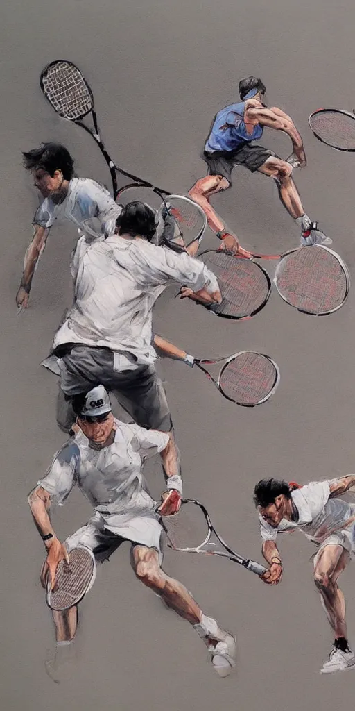 Image similar to oil painting scene from tennis by kim jung gi