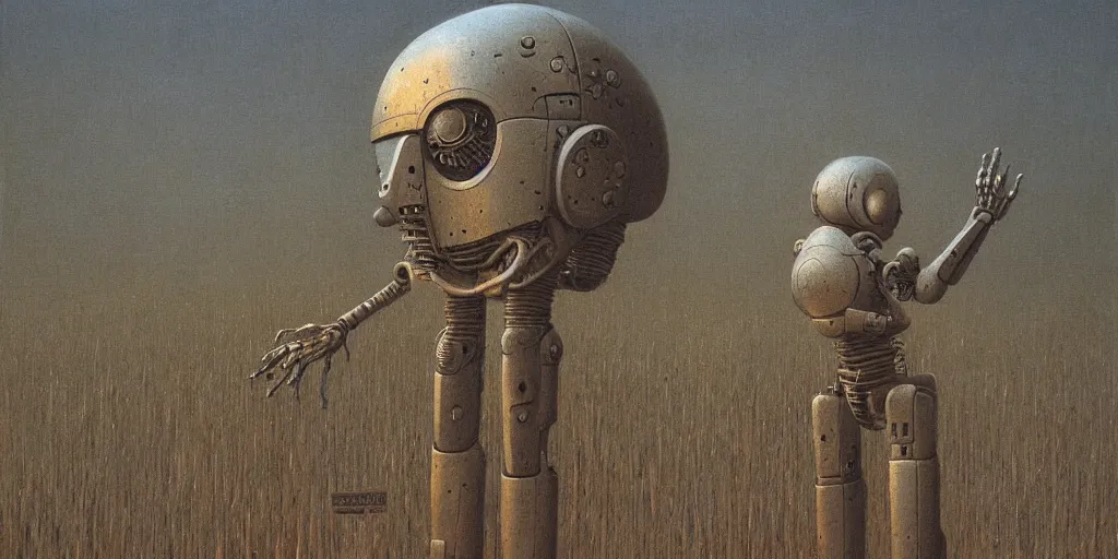 Image similar to zdzislaw beksinski, robots, 4 0 0 mm