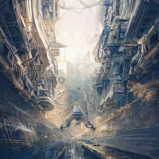 Image similar to annibale siconolfi, valerio arcesi, randie de la cruz, inward 3 d art dystopian future cityscape, intricate detailed futurism futuristic cybernetic neo - landscape, hyperrealism hyperdetailed, art nouveau architecture gothic, infinity inception style, 8 k