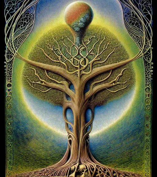 Image similar to tree of life by roger dean and andrew ferez, art forms of nature by ernst haeckel, divine chaos engine, symbolist, visionary, art nouveau, botanical fractal structures, organic, detailed, realistic, surreality