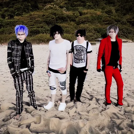 Image similar to holiday photos of My Chemical Romance on holiday at the beach