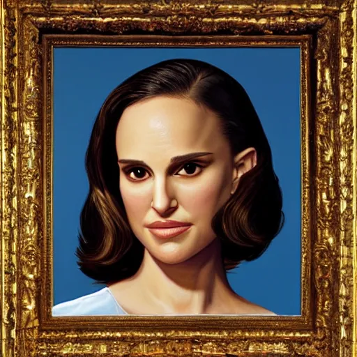 Prompt: Painting of Natalie Portman by Kehinde Wiley