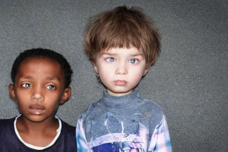 Image similar to kids with black alien eyes,