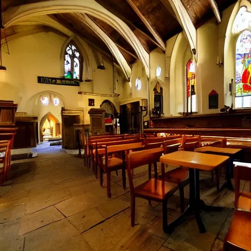 Image similar to mcdonalds in a 1 6 th century english church