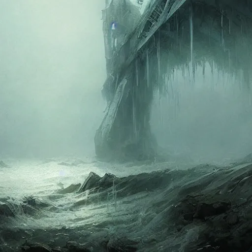 Image similar to a beautiful terrifying monster of water and mist. ethereal horror fantasy art by greg rutkowski