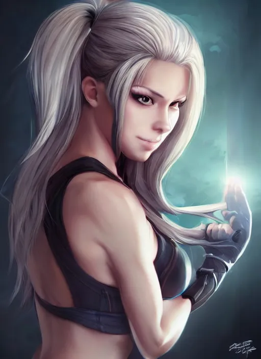 Image similar to beautiful portrait of a gorgeous personal trainer who looks like Reis Gremory , character design by Ross Tran, artgerm detailed, soft lighting